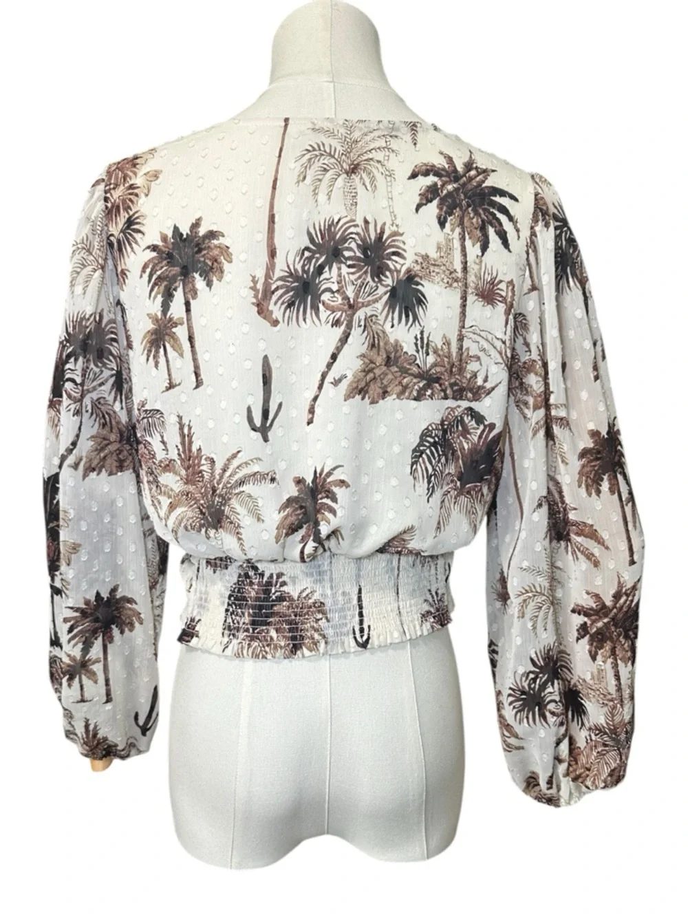 Joie Desert Palm Tree Faux Wrap Blouse Size XS - Picture 5 of 8